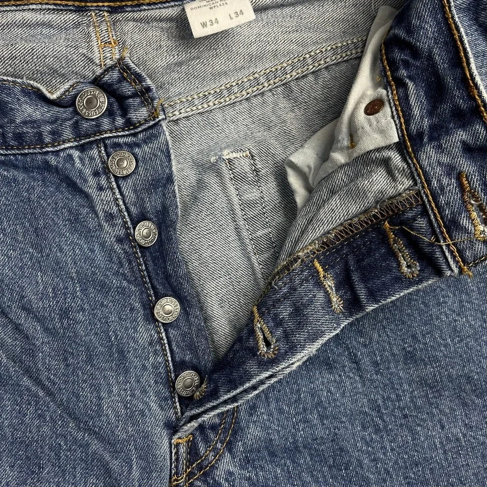 Levi's 501XX Blue Denim Straight Jeans Button Fly Regular Fit 5-Pocket Men 34x34